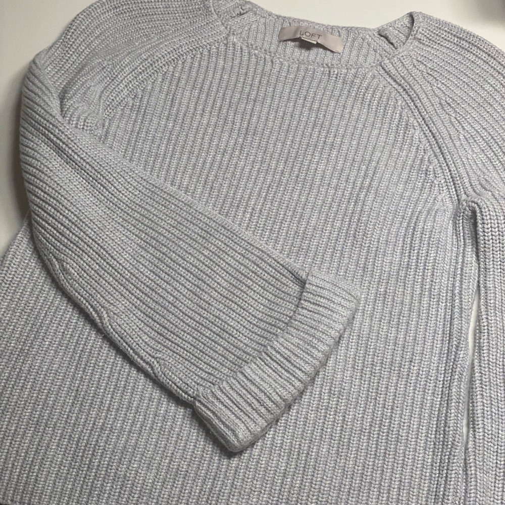 Loft Gray Ribbed Sweater